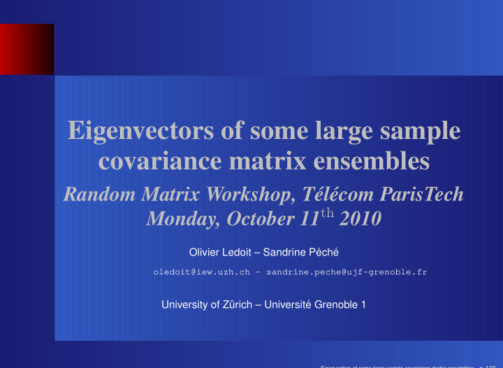eigenvectors of some large sample covariance matrix