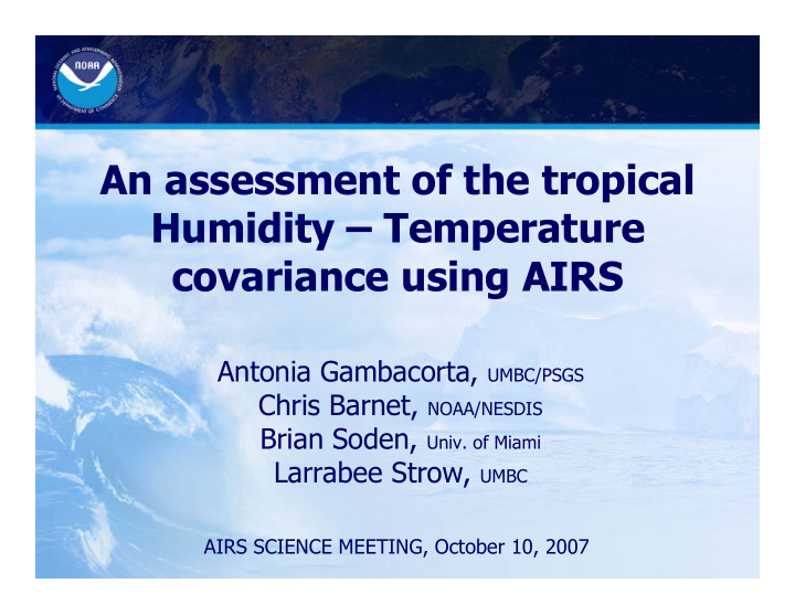 an assessment of the tropical humidity temperature