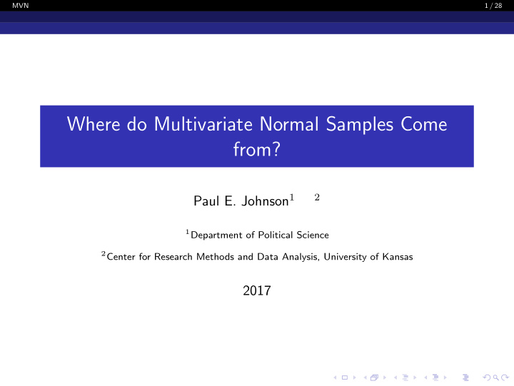 where do multivariate normal samples come from