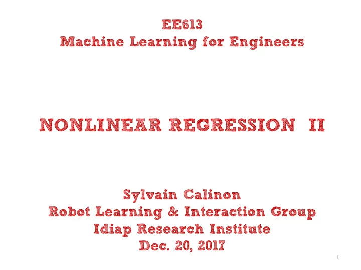 nonlinear regression ii