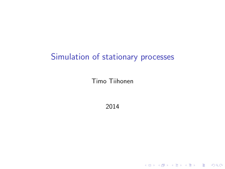 simulation of stationary processes