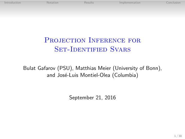 projection inference for set identified svars