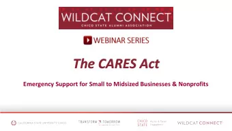 The CARES Act  Emergency Support for Small to Midsized Businesses &amp; Nonprofits  A Few