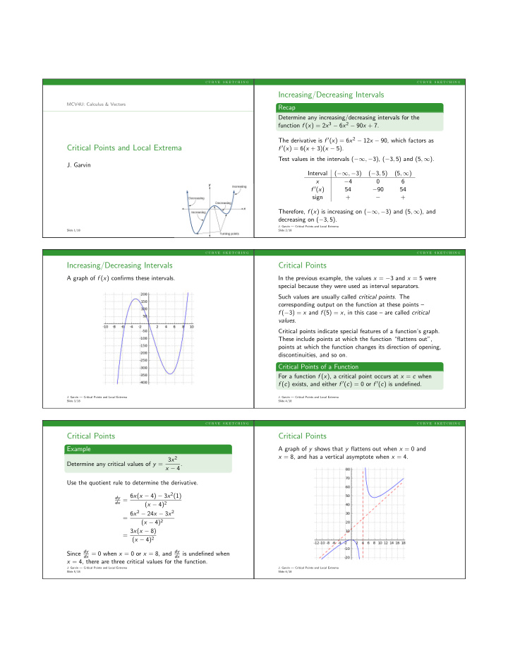 increasing decreasing intervals