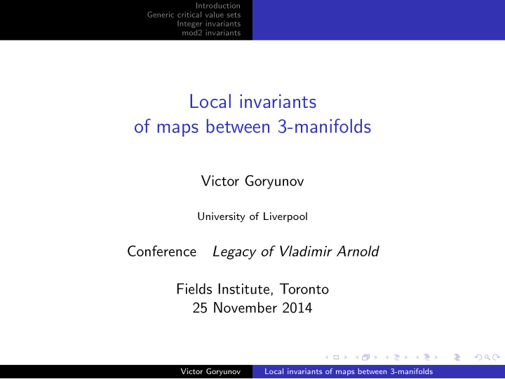 local invariants of maps between 3 manifolds
