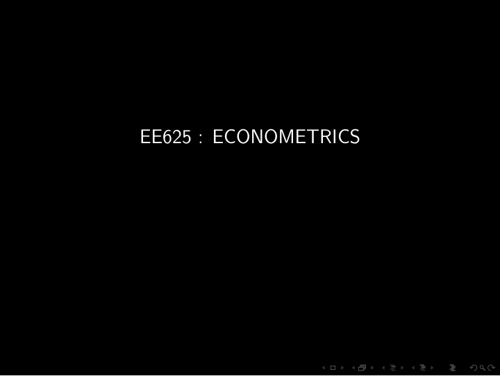 ee625 econometrics