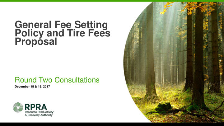 general fee setting policy and tire fees proposal