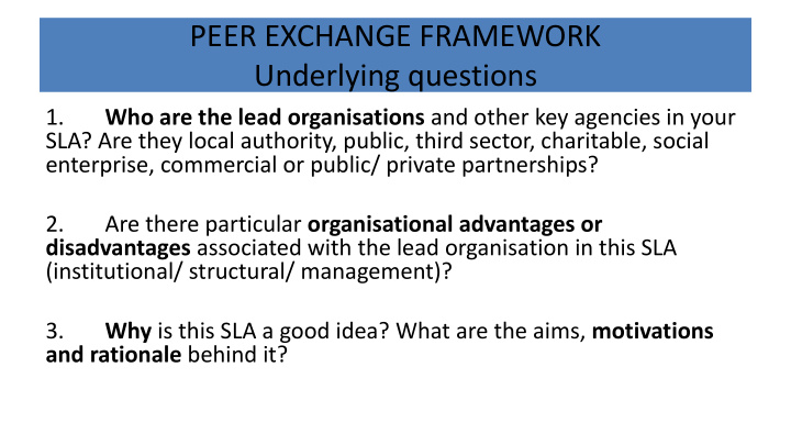 peer exchange framework