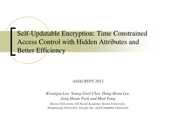 self updatable encryption time constrained