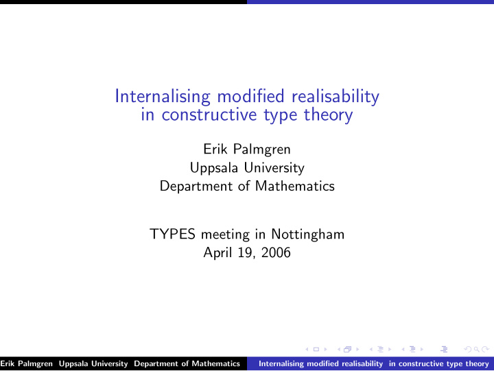internalising modified realisability in constructive type