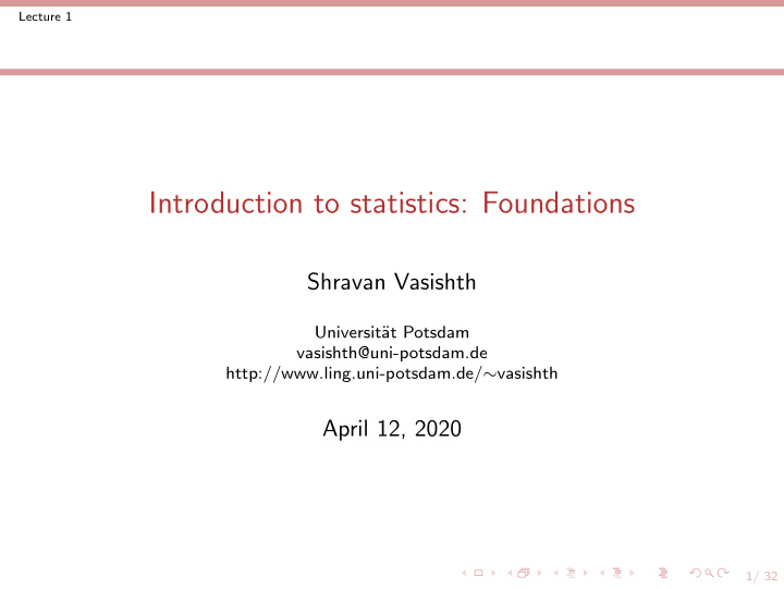 introduction to statistics foundations