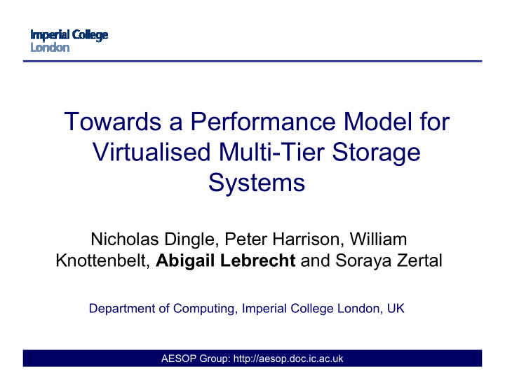 towards a performance model for virtualised multi tier