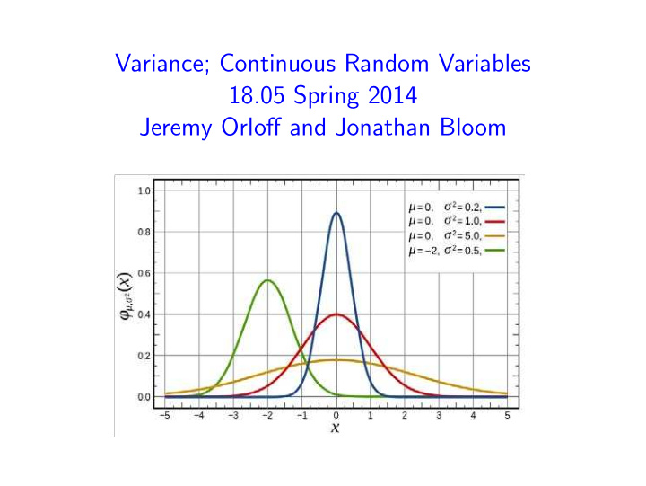 variance continuous random variables 18 05 spring 2014