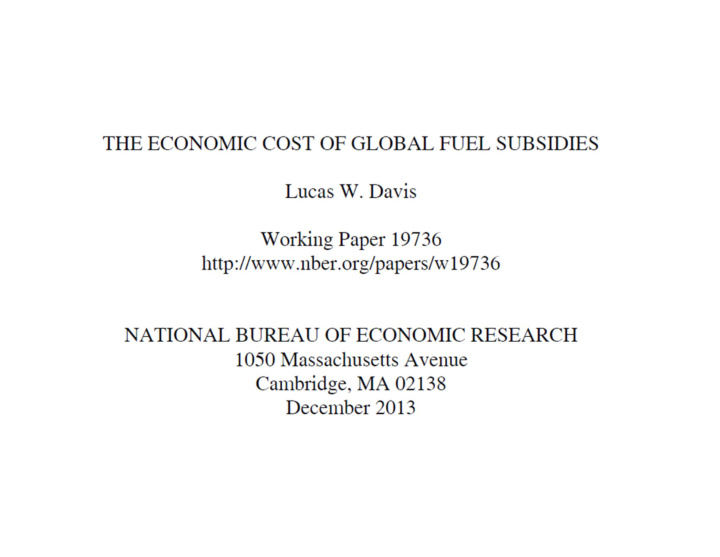 the economic cost of global fuel subsidies