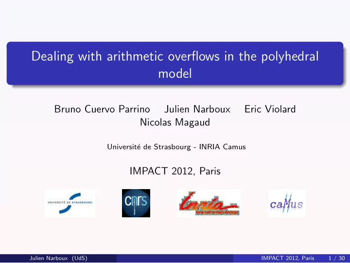 dealing with arithmetic overflows in the polyhedral model