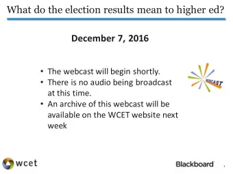 December 7, 2016  The webcast will begin shortly.  There is no audio being broadcast  at this