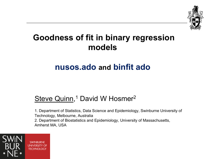 goodness of fit in binary regression models nusos ado and
