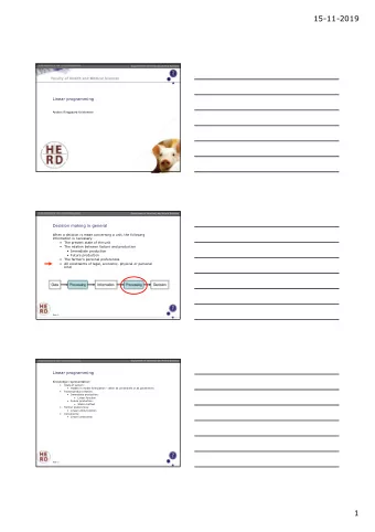 15-11-2019  Department of Veterinary and Animal Sciences  Linear programming  Anders Ringgaard