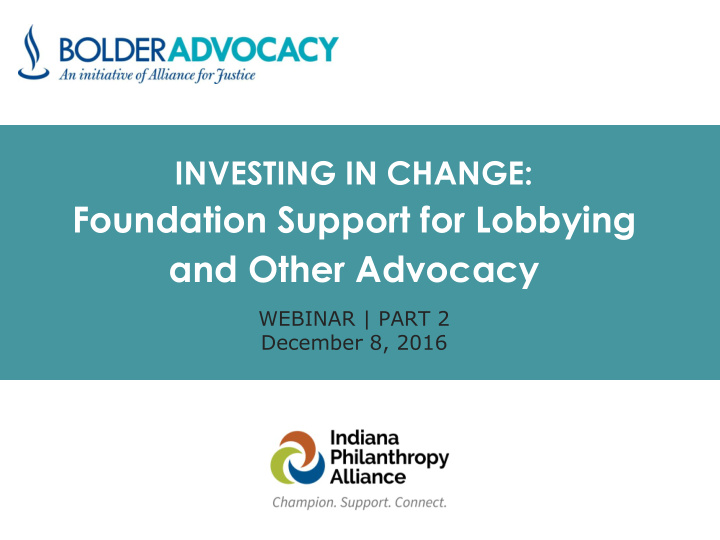 foundation support for lobbying and other advocacy
