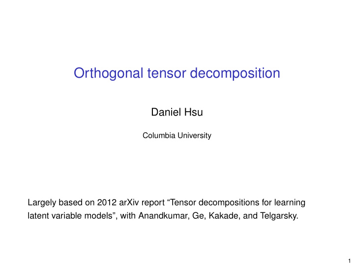 orthogonal tensor decomposition