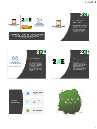 1. Supply and  Demand  Demand Tariff  Demand  management  Rules?  What can you do?  1  14/12/2018
