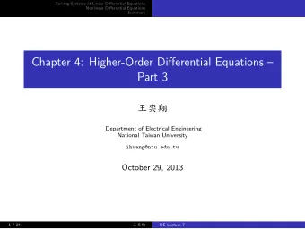 Chapter 4: Higher-Order Differential Equations   Part 3  Department of Electrical Engineering