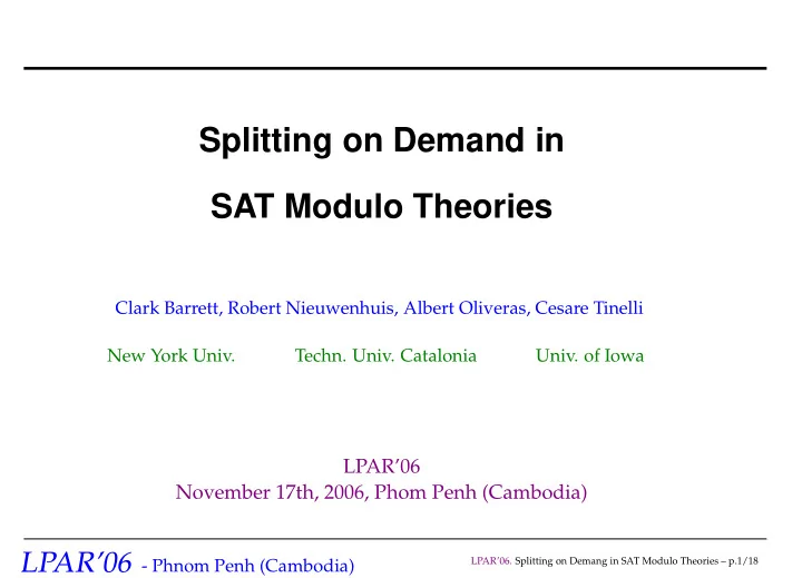 splitting on demand in sat modulo theories