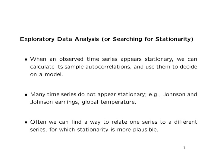 exploratory data analysis or searching for stationarity