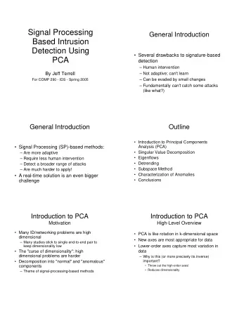 Signal Processing  General Introduction  Based Intrusion  Detection Using   Several drawbacks to