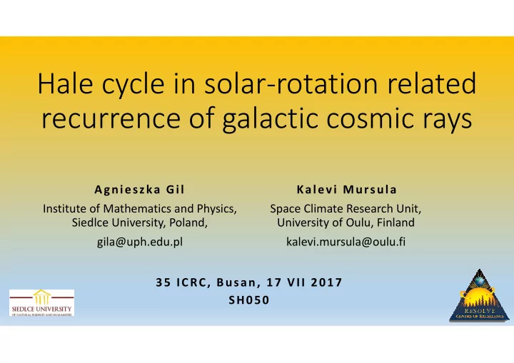 hale cycle in solar rotation related recurrence of