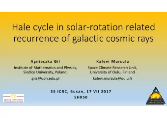 Hale cycle in solar-rotation related  recurrence of galactic cosmic rays  Agnieszka Gil  Kalevi