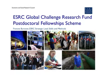 ESRC Global Challenge Research Fund  Postdoctoral Fellowships Scheme  Frances Burstow, ESRC