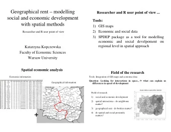 +  4)  do spatial and social proximity  matters?  Field of the research  Activity Index vs.GDP