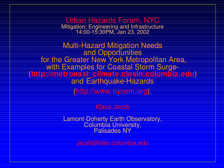 urban hazards forum nyc