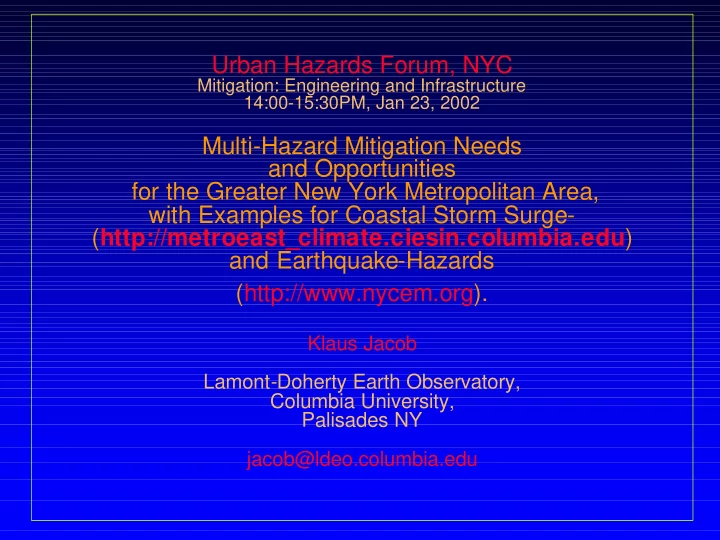 urban hazards forum nyc