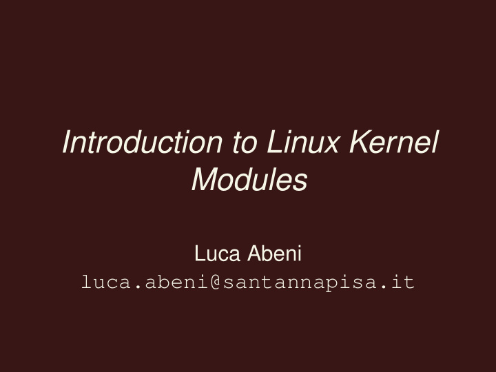 introduction to linux kernel modules