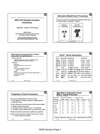 NOW Handout Page 1  1  Styles of Vector Architectures  Components of Vector Processor  Vector