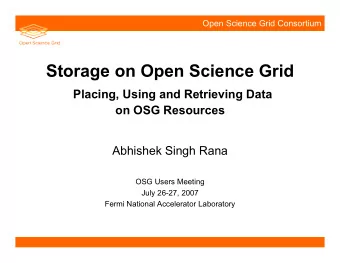 Outline   Storage local/mounted on Compute Elements   $OSG_APP, $OSG_WN_TMP, $OSG_DATA