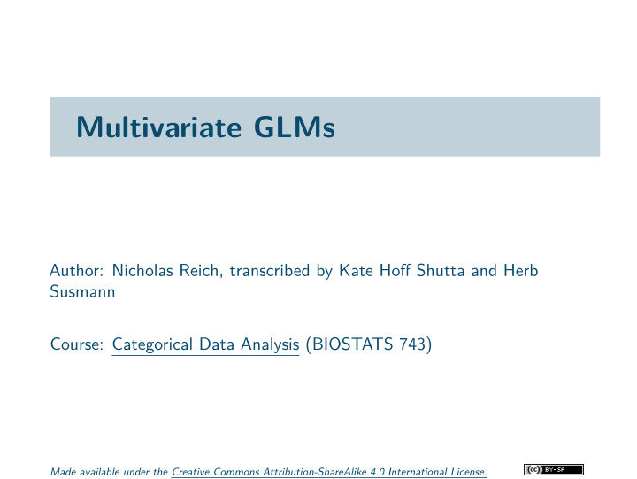 multivariate glms