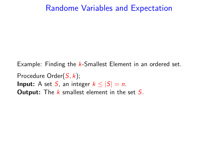 randome variables and expectation