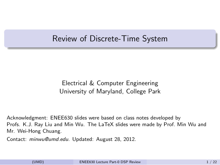 review of discrete time system