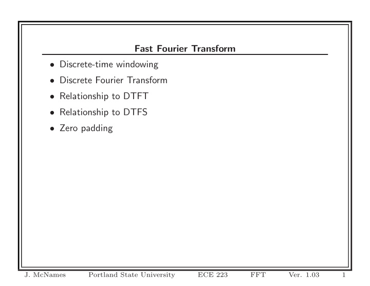fast fourier transform discrete time windowing discrete