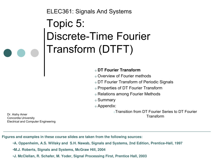 topic 5 discrete time fourier transform dtft