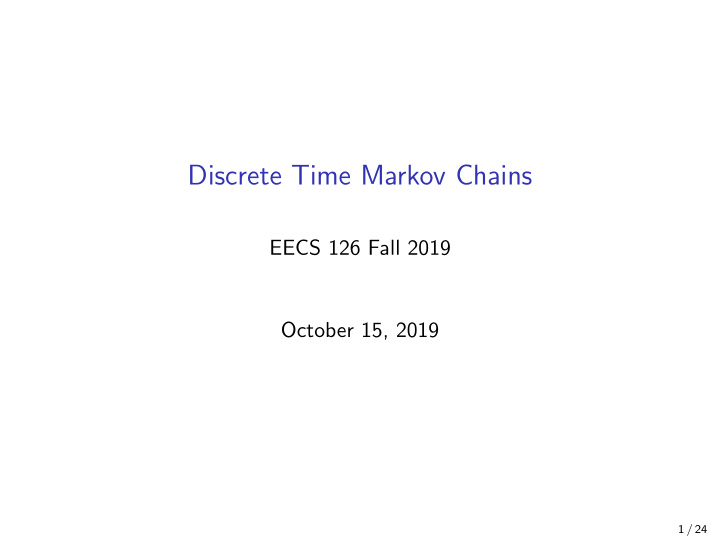 discrete time markov chains