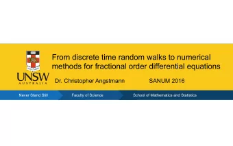 From discrete time random walks to numerical  methods for fractional order differential equations