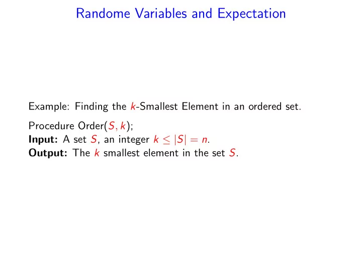 randome variables and expectation
