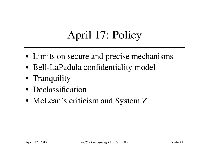 april 17 policy