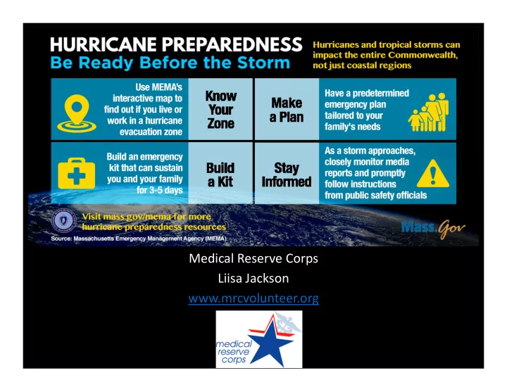 medical reserve corps liisa jackson www mrcvolunteer org