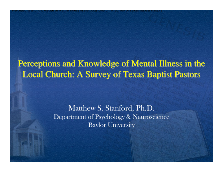 perceptions and knowledge of mental illness in the