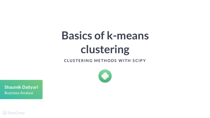 basics of k means clustering